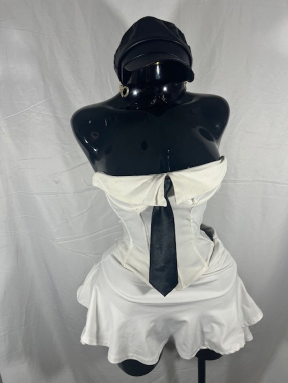 Bundle: Shein White Corset Bustier Top & White Ruffle Mini Skirt